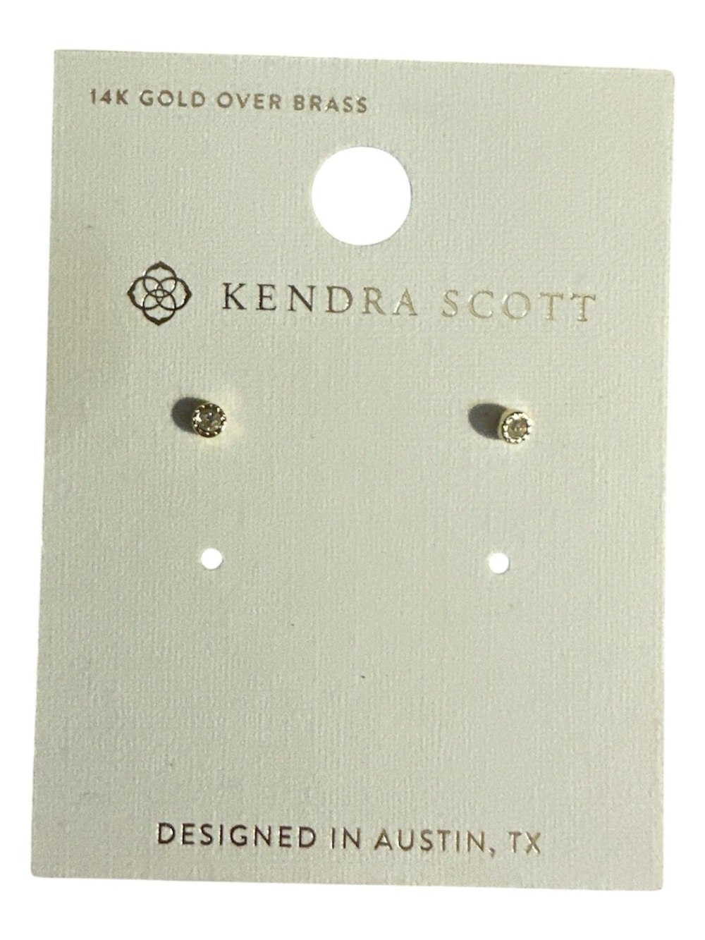 NWT Kendra Scott Gold Crystal Mini Stud Earrings 14k gold over brass retails 40